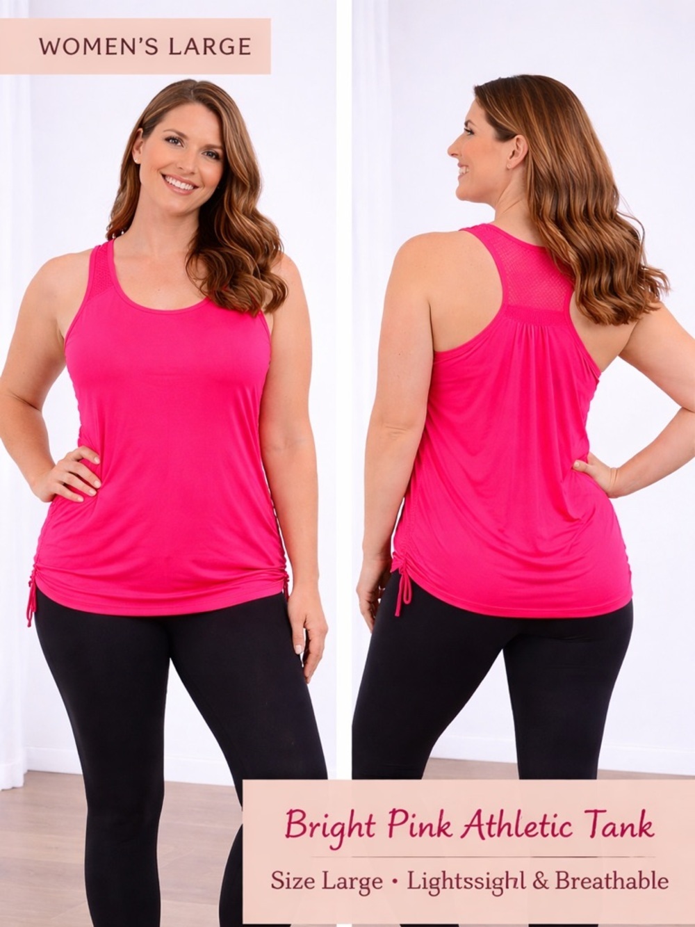 Danskin Now Bright Pink Racerback Workout Tank LARGE
